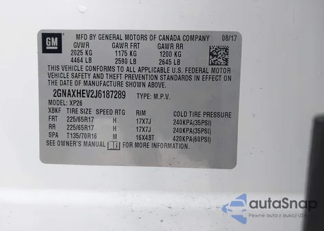 2018 Chevrolet Equinox Ls z USA, uszkodzony, nr VIN 2GNAXHEV2J6187289